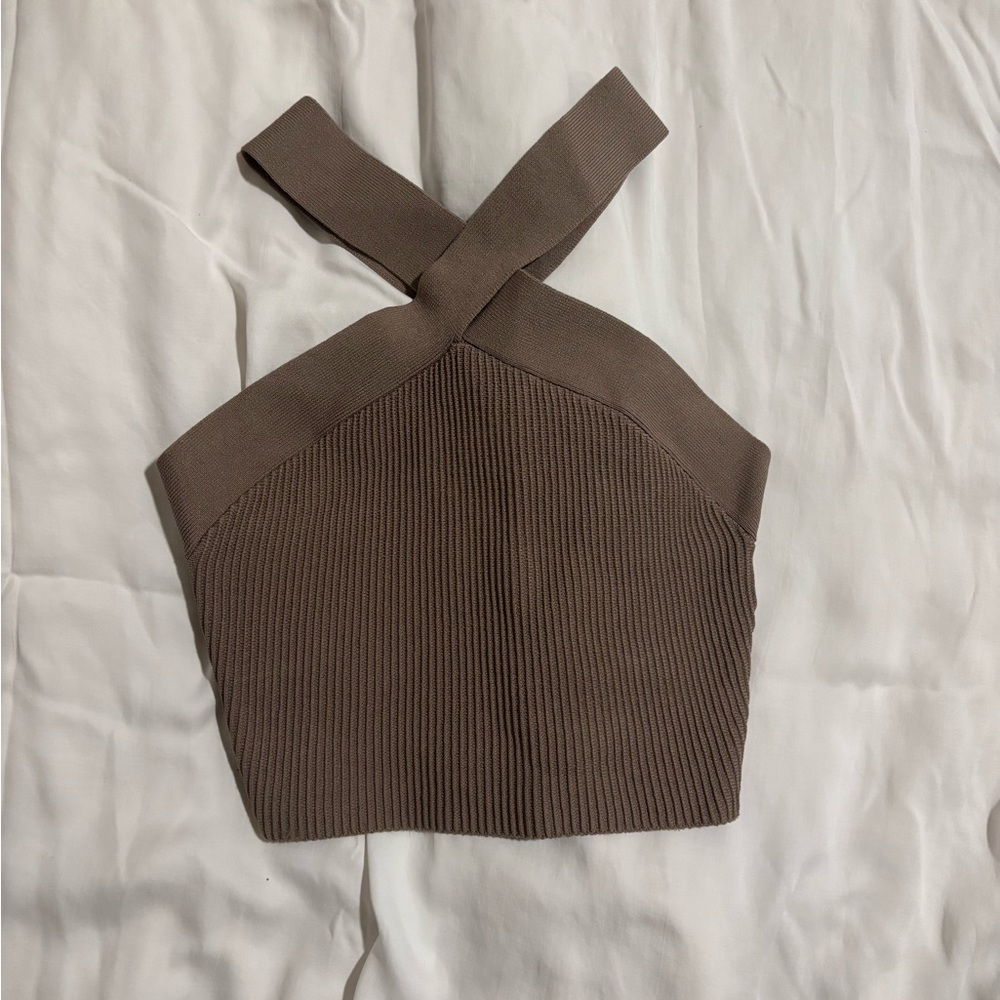 Aritzia Babaton Brown Halter Crop Top - Picture 2 of 4
